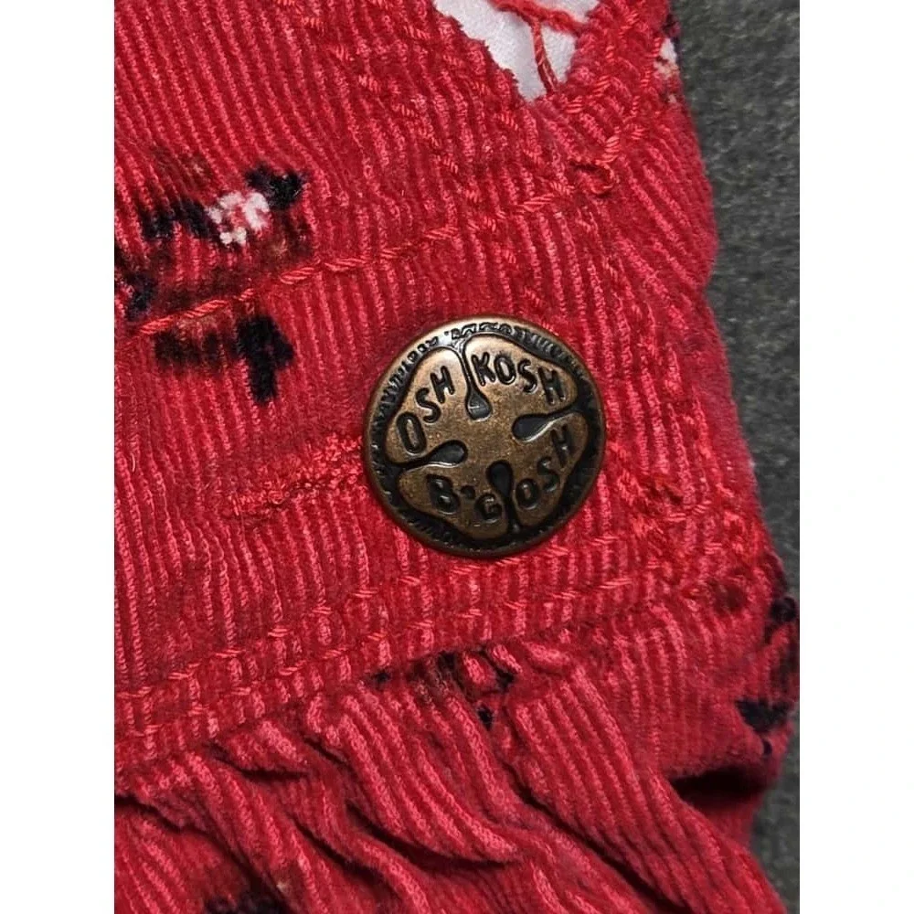 OshKosh Bgosh Toddler Corduroy Jumper Dress Red Floral 2T‎ Cute Outfit